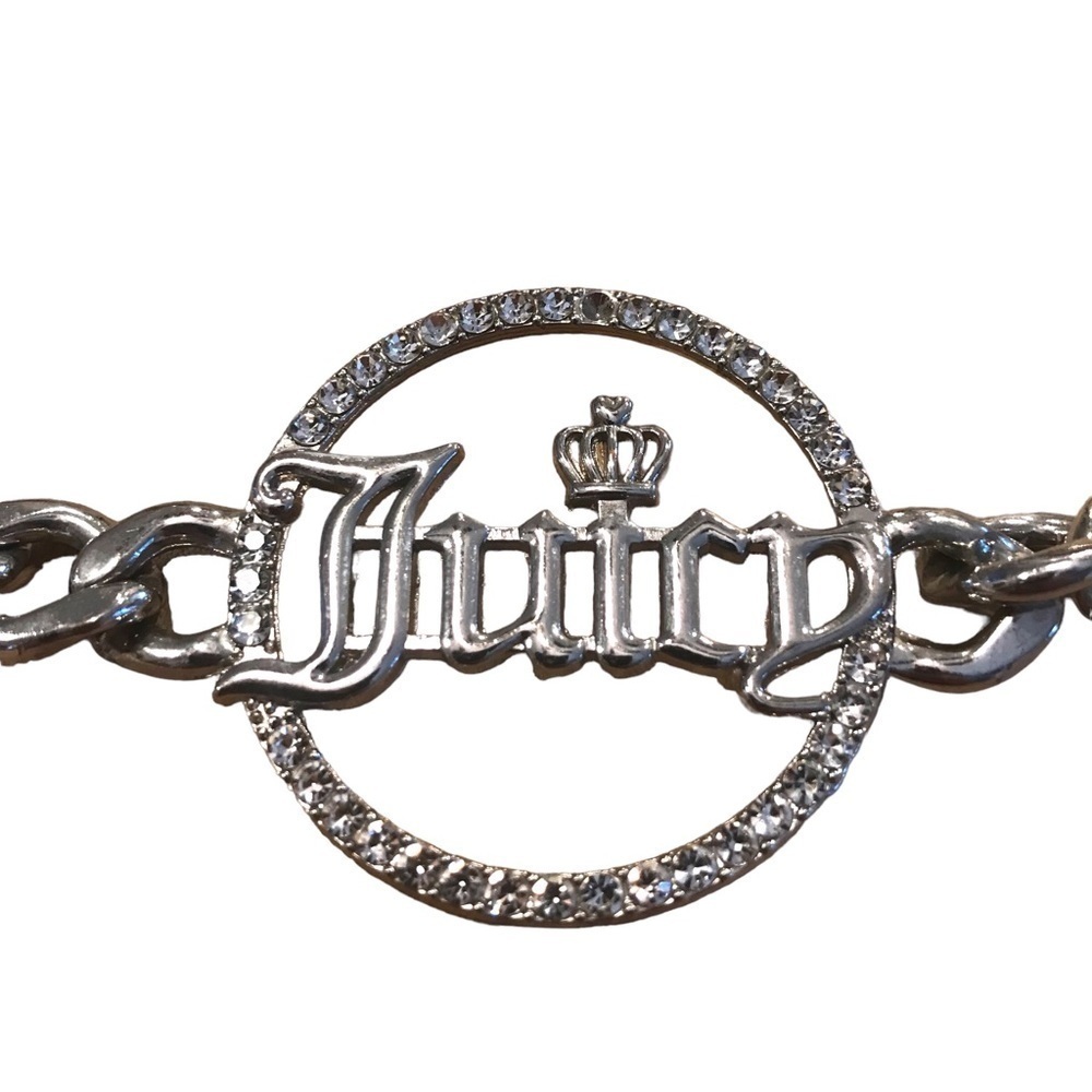 Juicy Couture Rhinestone Medallion Silver Tone Chain Link Belt Woman’s - Picture 2 of 5
